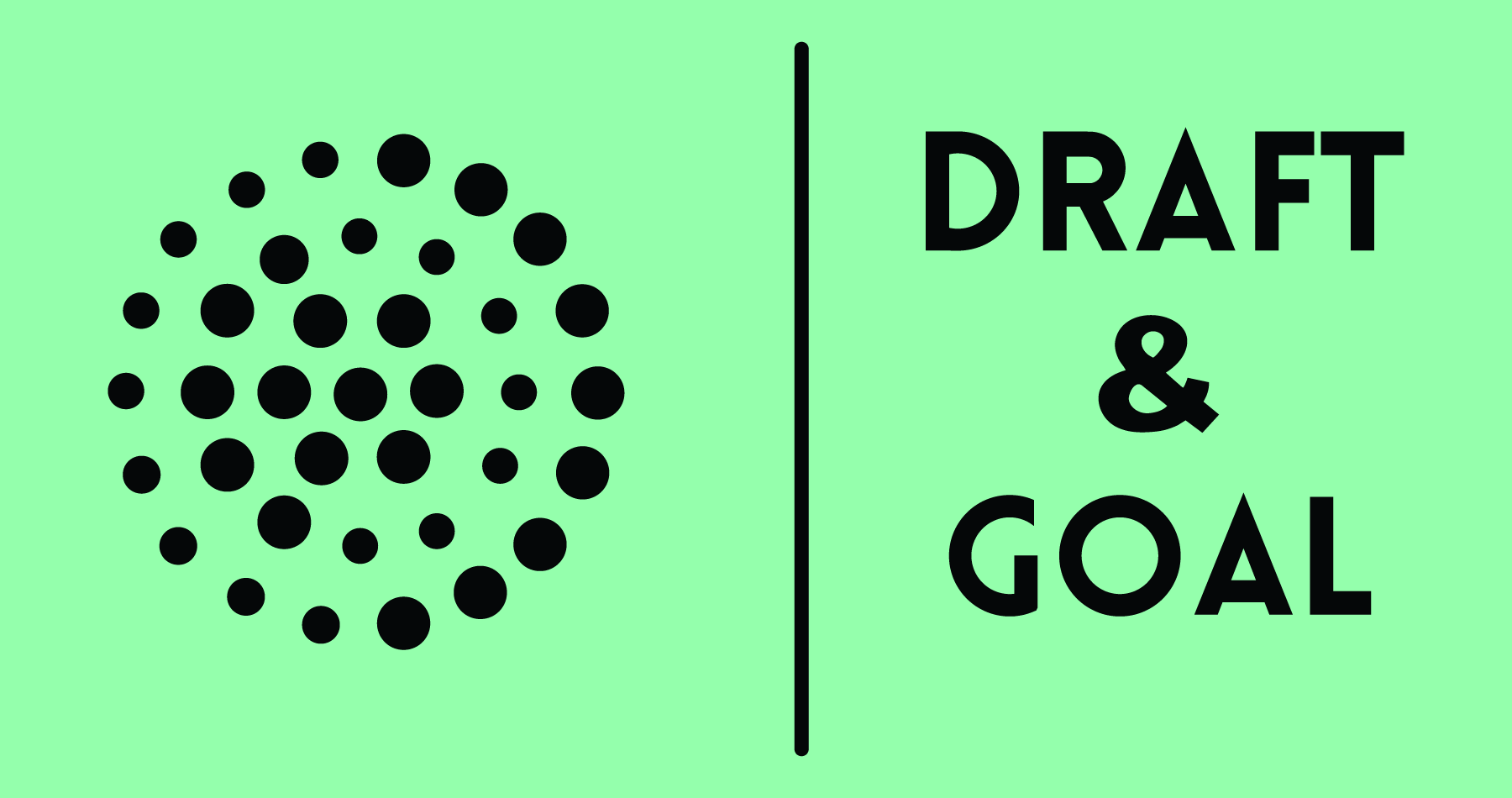 Draft & Goal split lockup on the brand green background